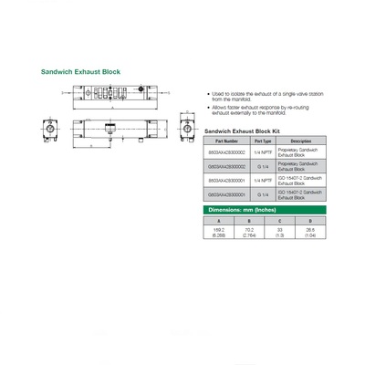 G503AX428300002 NUMATICS/AVENTICS SANDWICH EXHAUST BLOCK 503 SERIES 1/4" G (PTY)